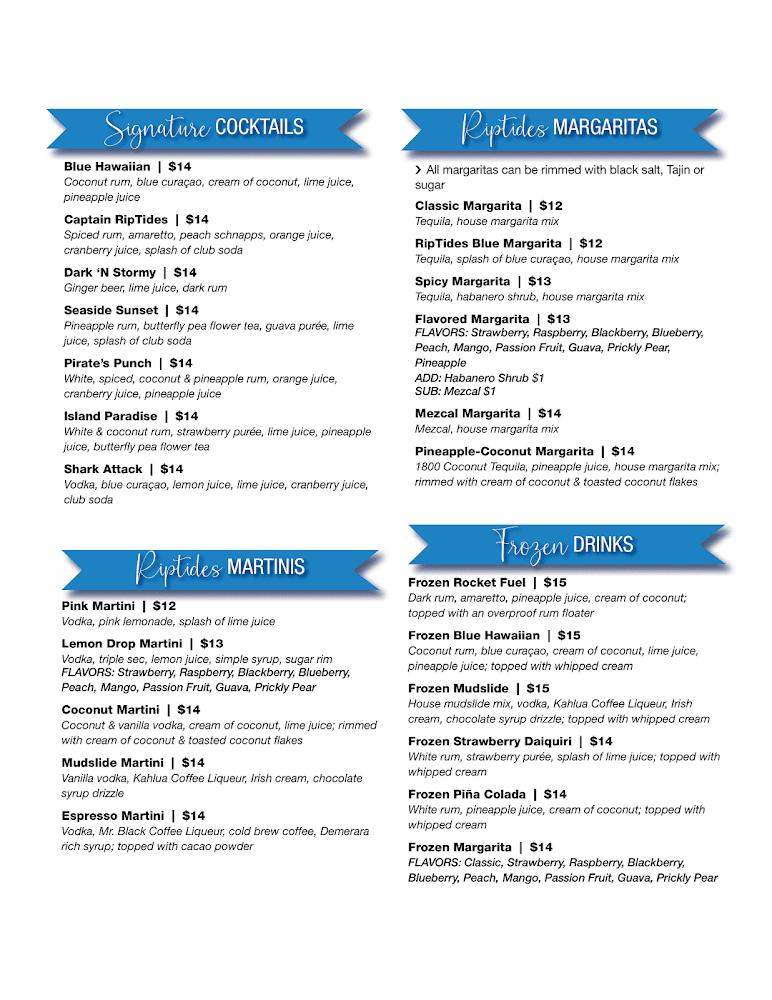 RipTides Cocktails and Grill Menu image 1