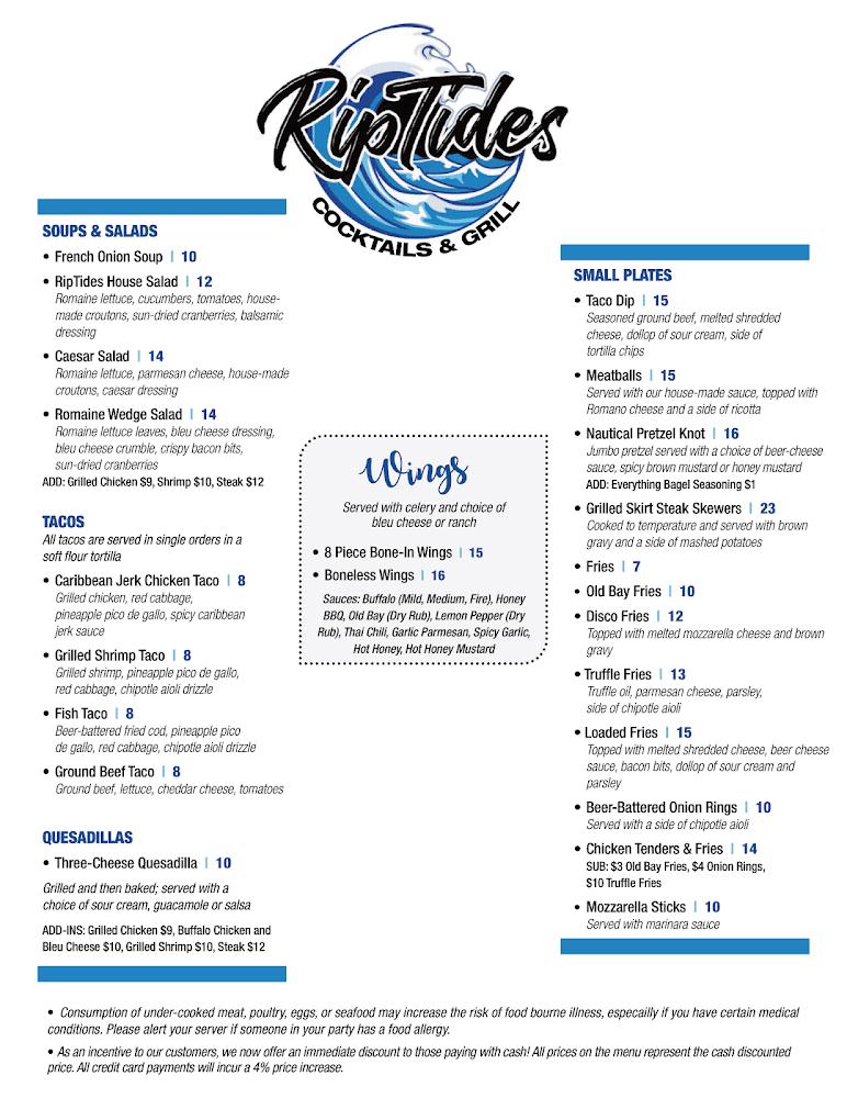 RipTides Cocktails and Grill Menu image 3